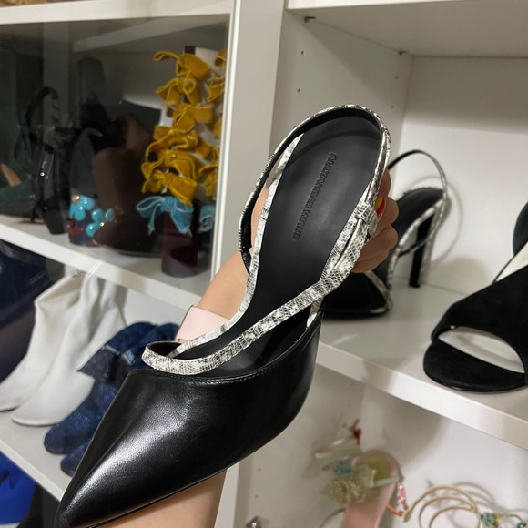 Alexander Wang high heels sandals 10cm thin heels black grey snakeskin - Picture 3 of 8